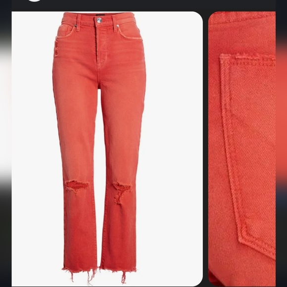 Hudson Jeans Denim - Red Hudson Midrise Straight Crop with hem